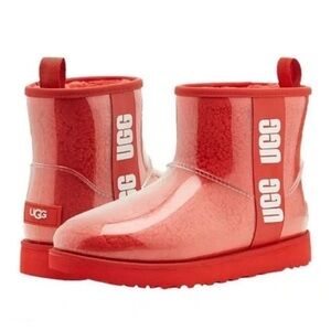 UGG Classic Mini Clear Red NEW Condition $160 Waterproof Red Size W 6